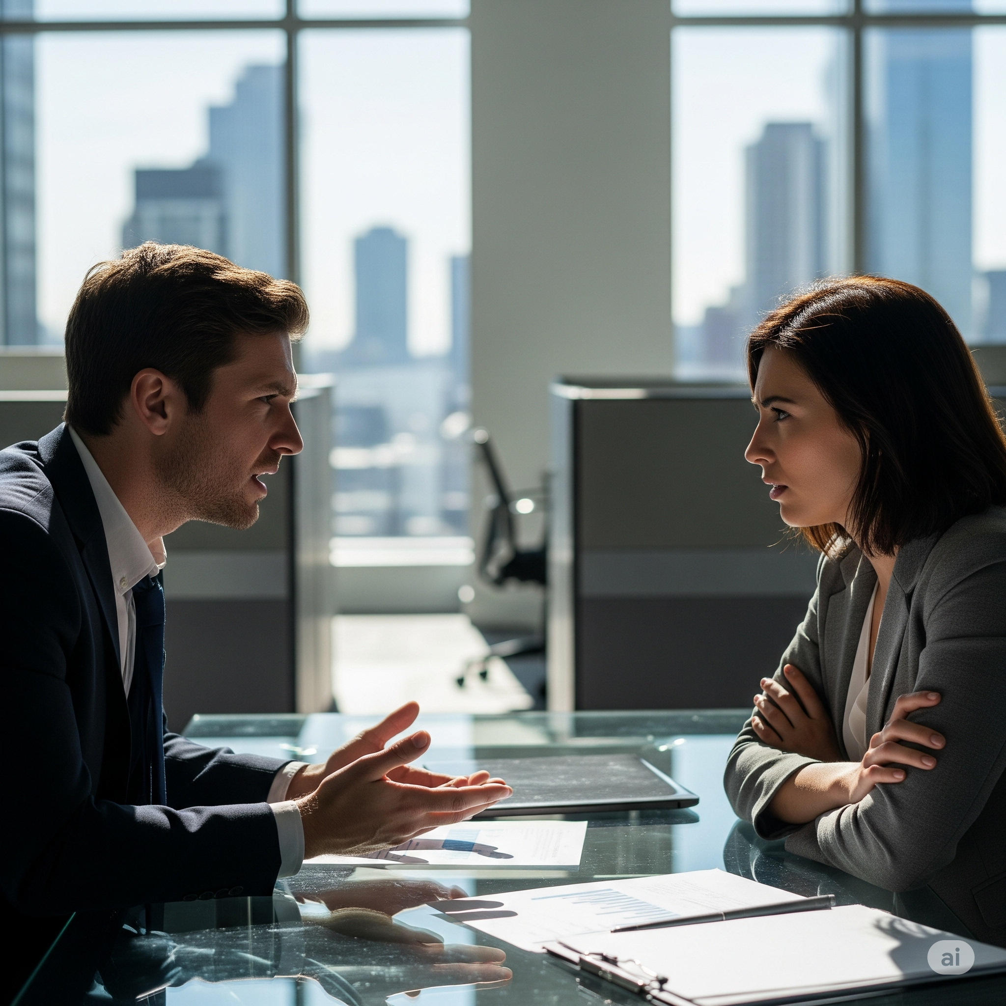 two professionals have a tough conversation